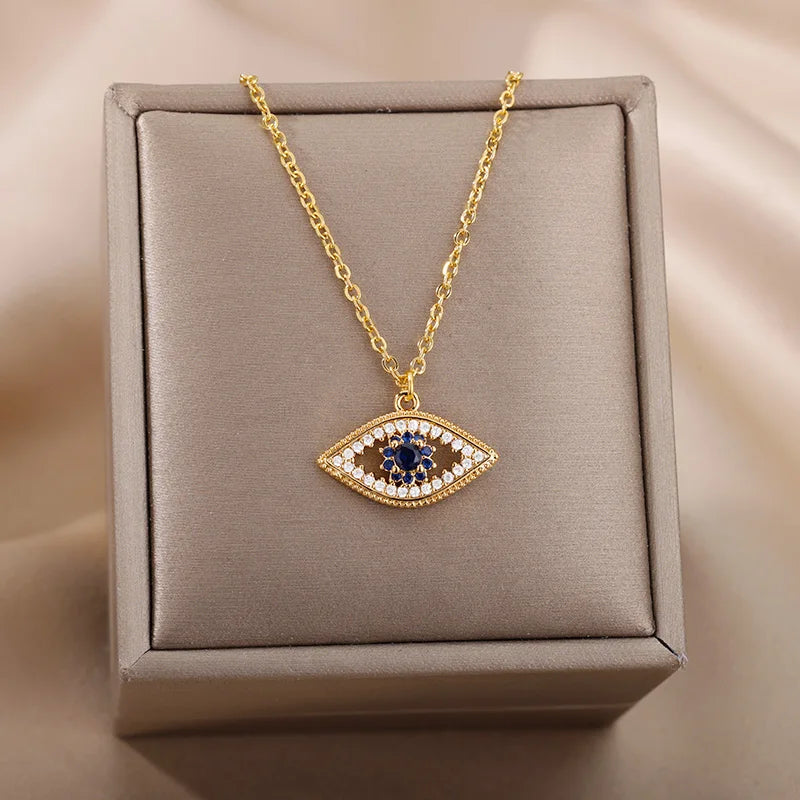 Turkish Eye Zircon Pendant Necklace