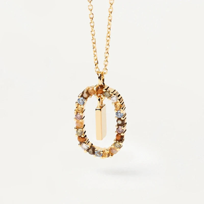 Colored Zircon Letter Necklace