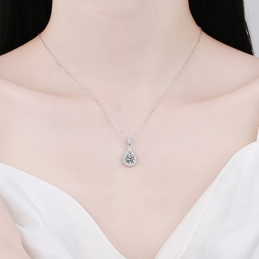 Moissanite Teardrop Pendant Necklace