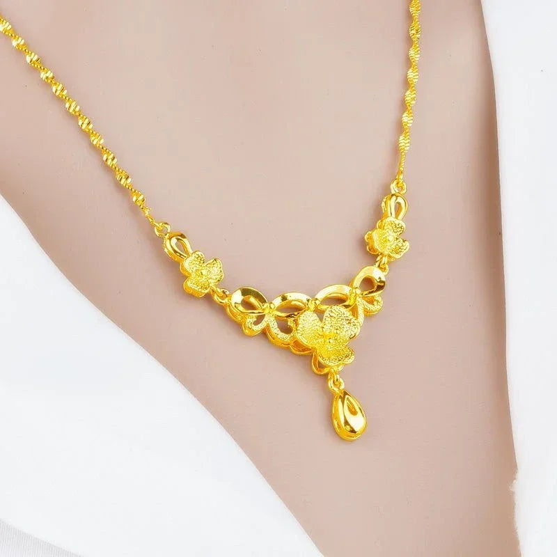 Gold Color Flower Necklace