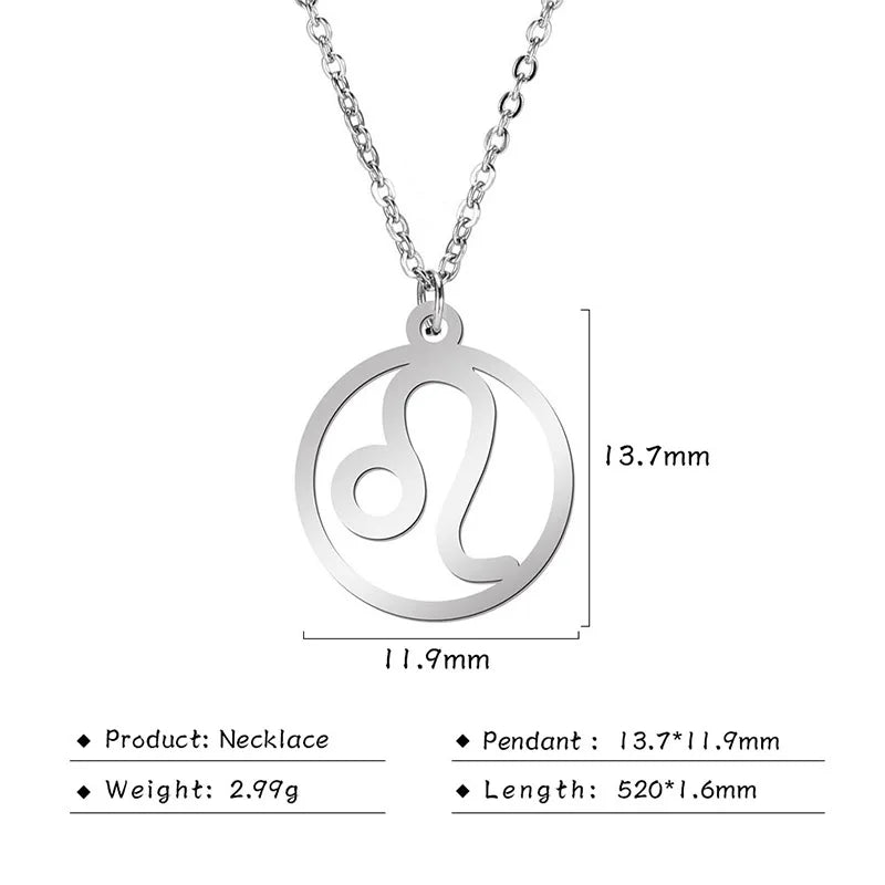 Stainless Steel Star Zodiac Sign Necklace