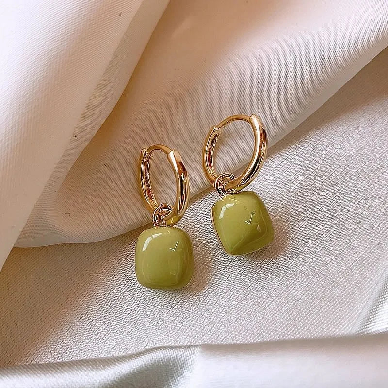 Simple Square Stone Earrings