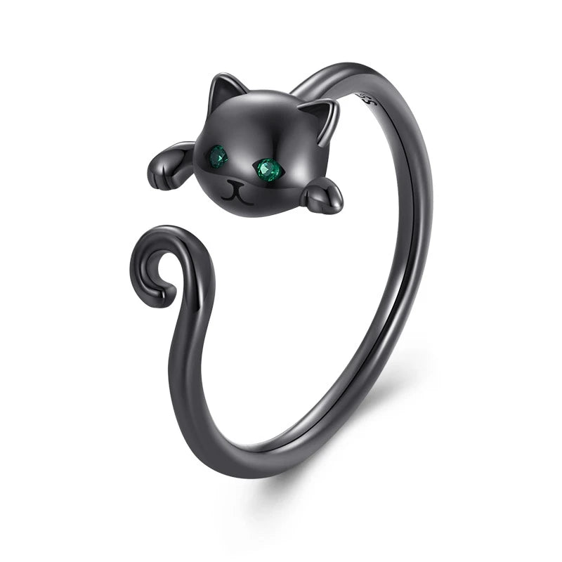 Cute Cat Simple S925 Sterling Silver Ring