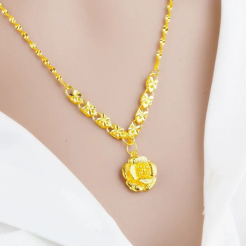 Gold Color Flower Necklace