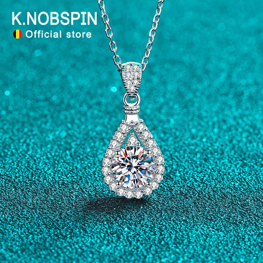 Moissanite Teardrop Pendant Necklace