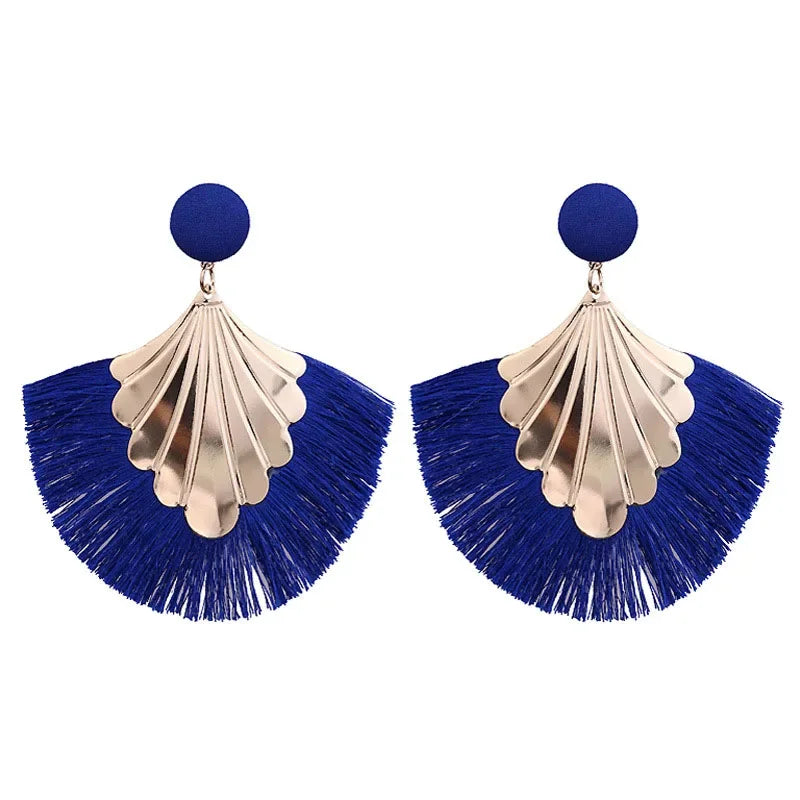 Fan Shaped Tassel Earrings