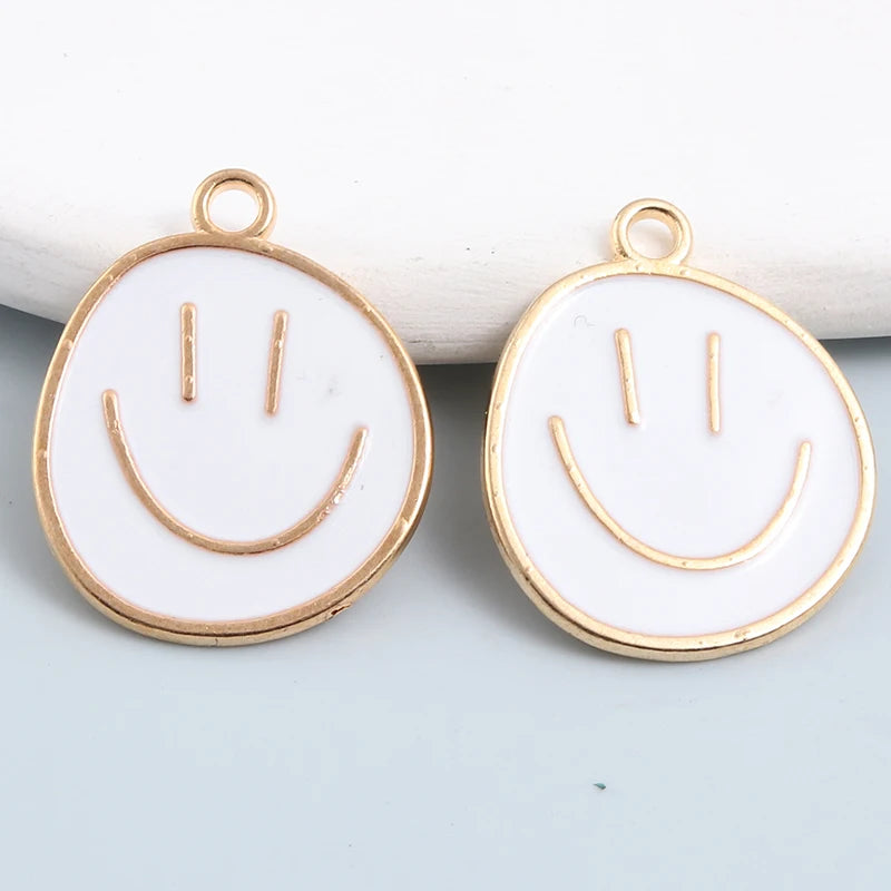 Cute Enamel Colourfull Smiley Face Pendant Necklace