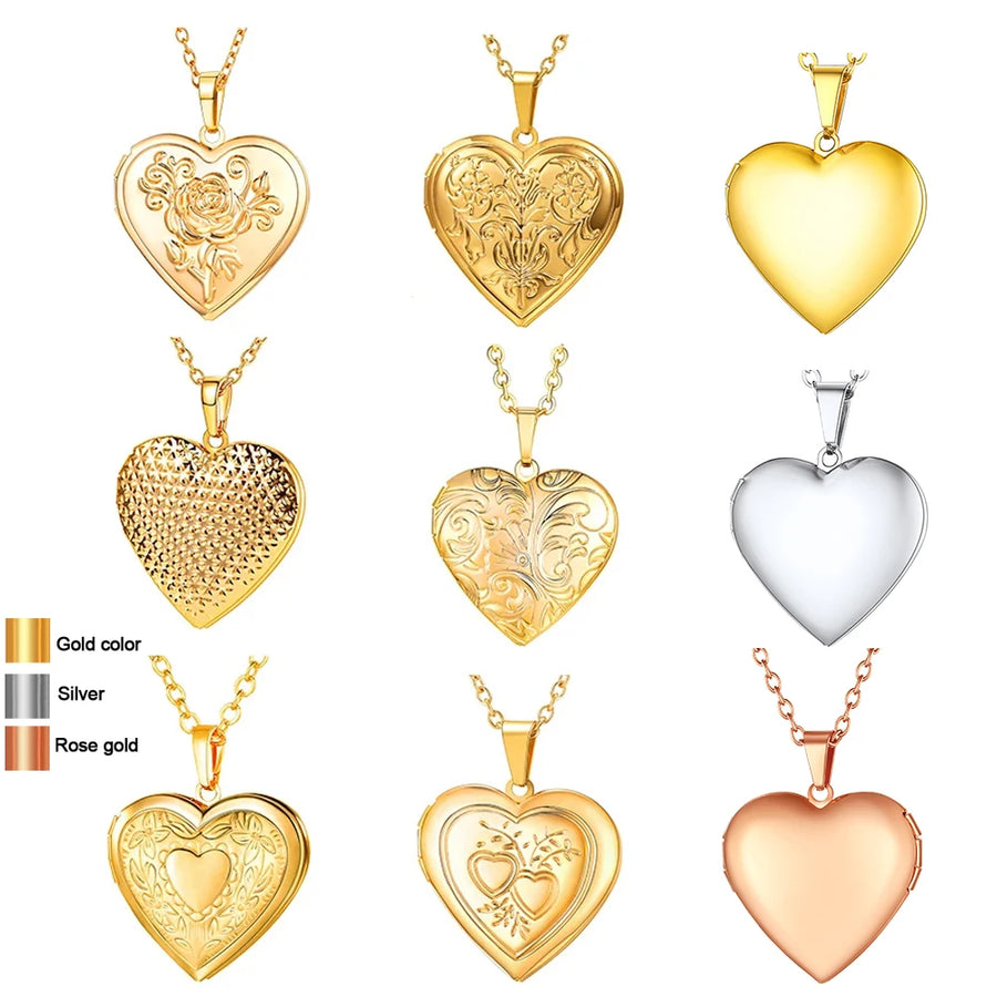 Heart Frame Memory Locket Pendant Necklace