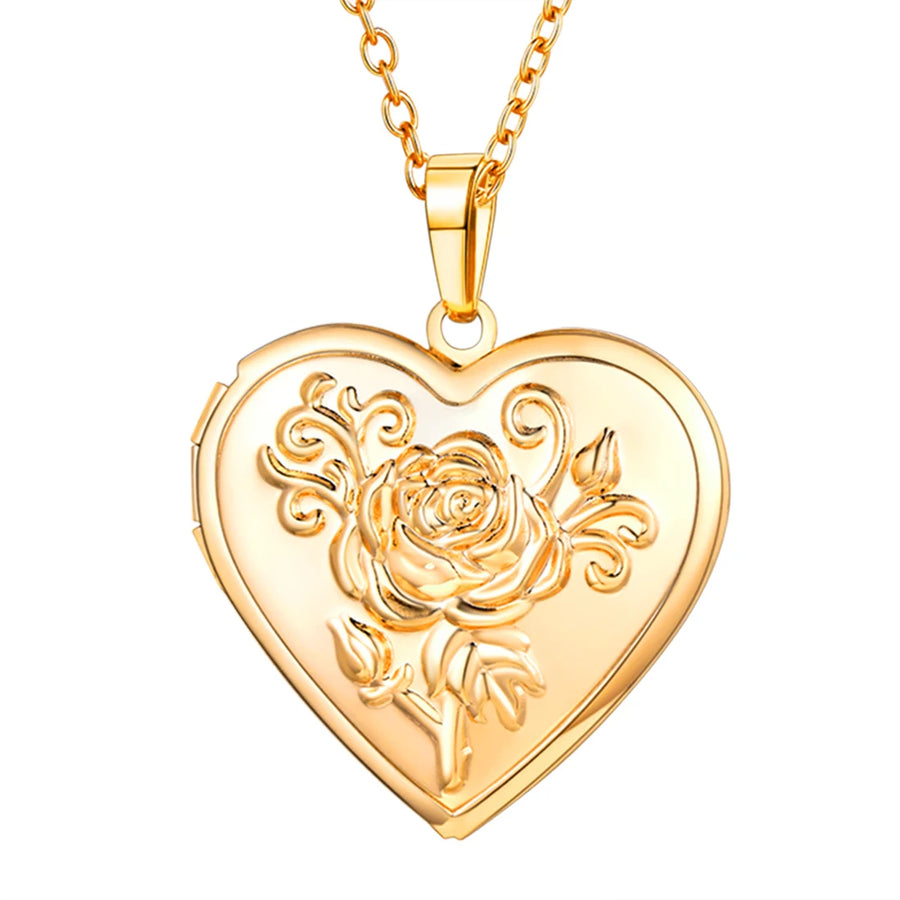 Heart Frame Memory Locket Pendant Necklace