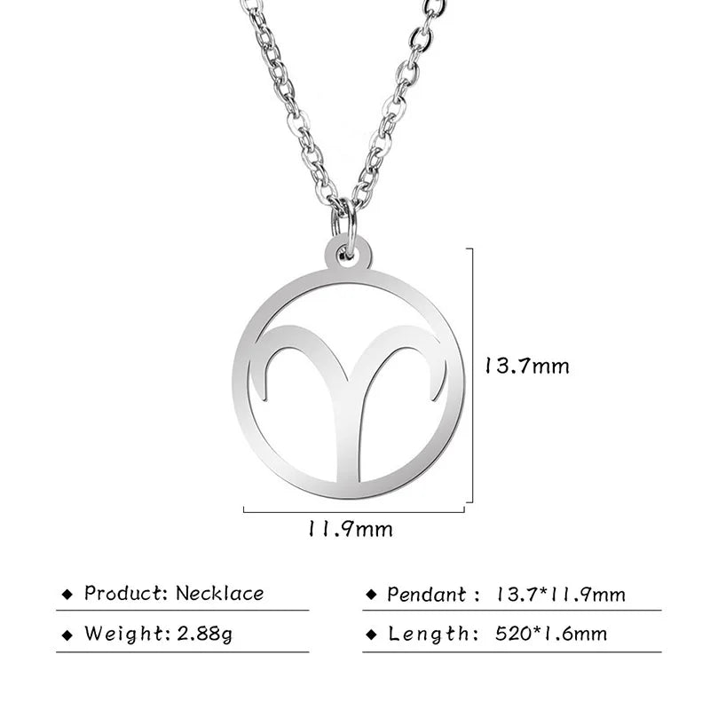 Stainless Steel Star Zodiac Sign Necklace