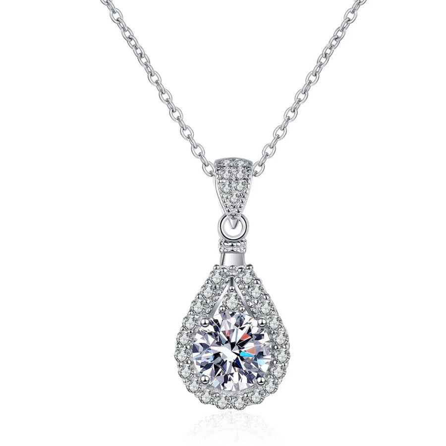 Moissanite Teardrop Pendant Necklace