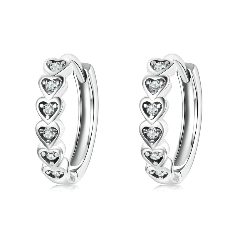 Heart-Shaped 925 Sterling Silver Rainbow Zircon Earrings