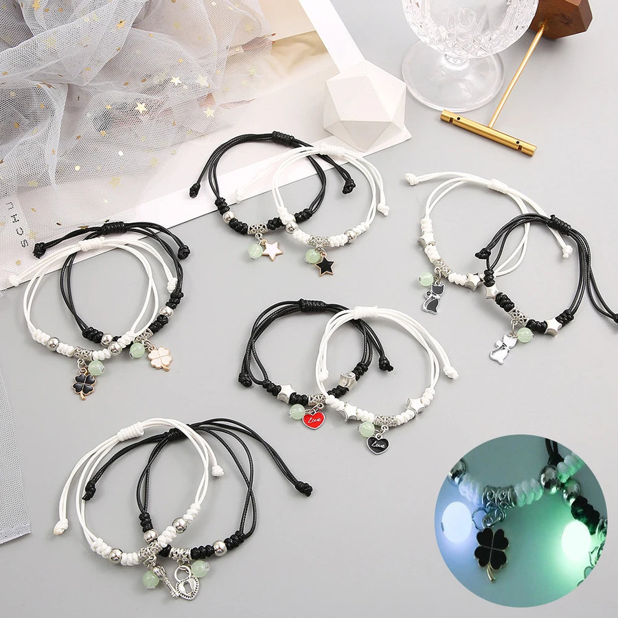 Luminous Couple Bracelets Matching Charms