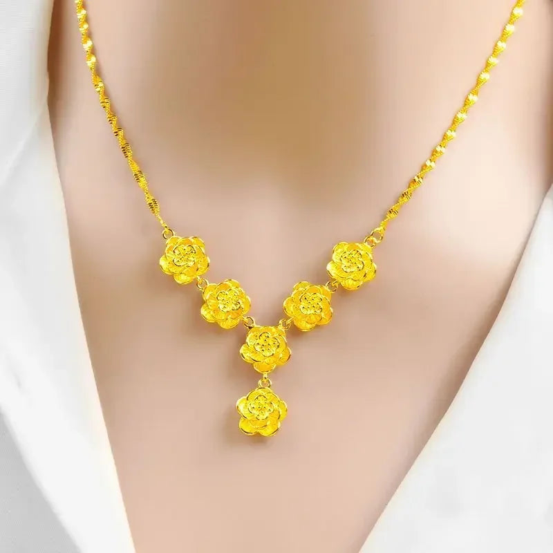 Gold Color Flower Necklace