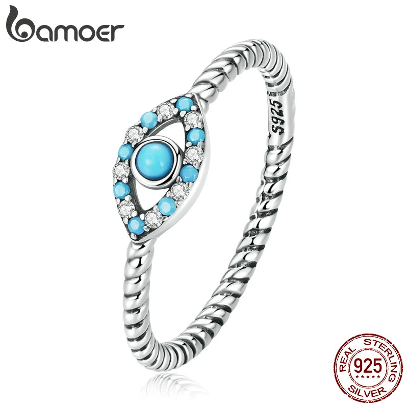 Genuine 925 Sterling Silver Turquoise Demon Eye Ring