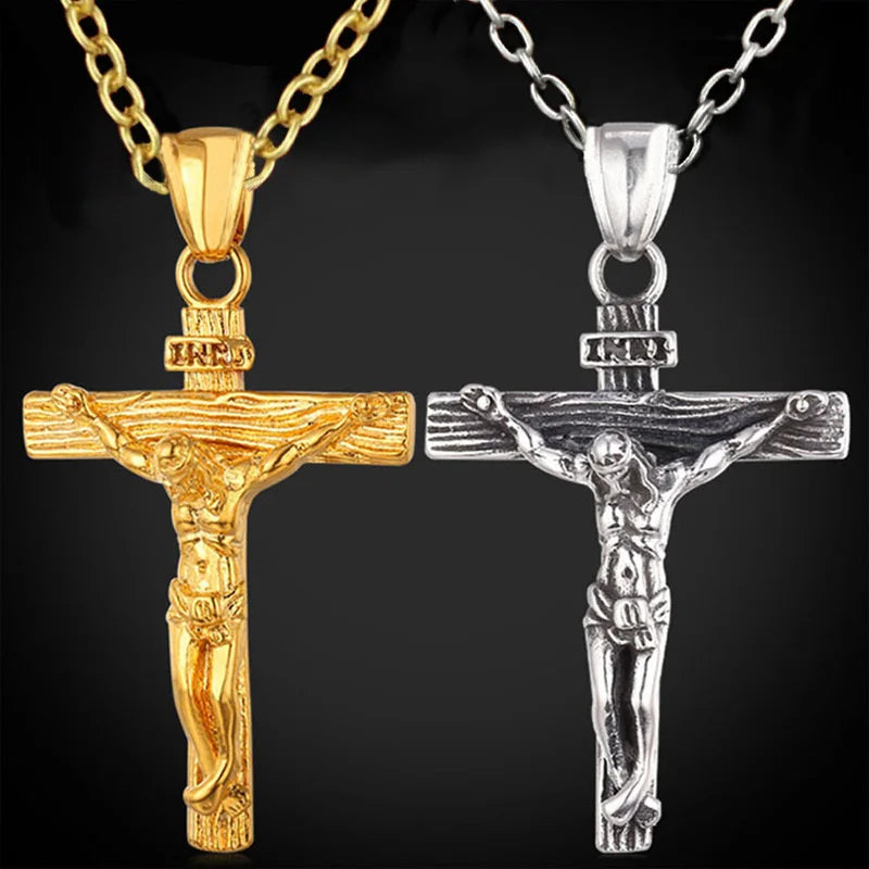 INRI Crucifix Jesus Piece Cross Necklace