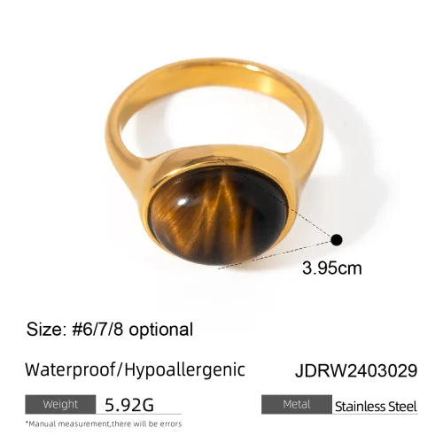 Natural Stone Stainless Steel Ring