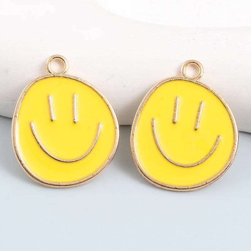 Cute Enamel Colourfull Smiley Face Pendant Necklace